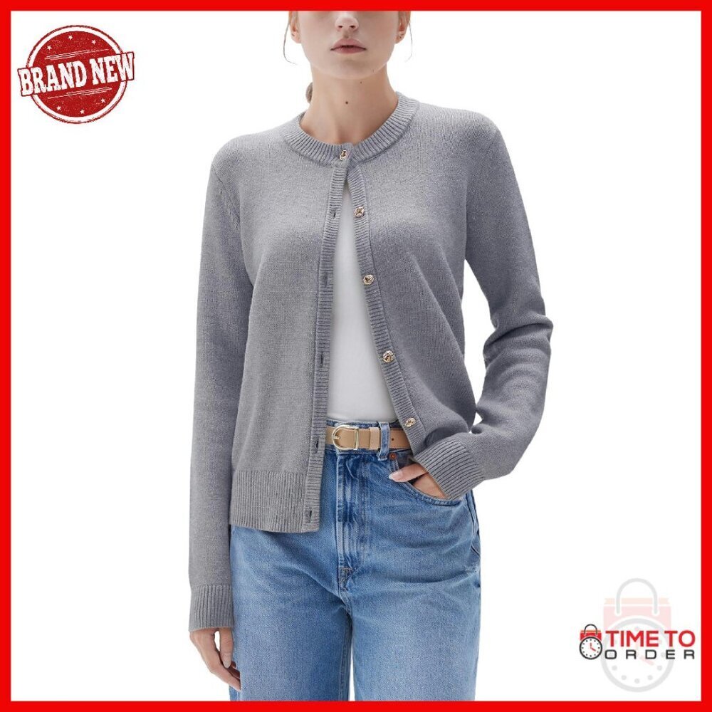 Chunky Cashmere Blend Cardigan, Button Up Long Sleeve, Cozy Fall Sweater